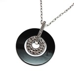 Black Onyx Circle with Marcasite Necklace